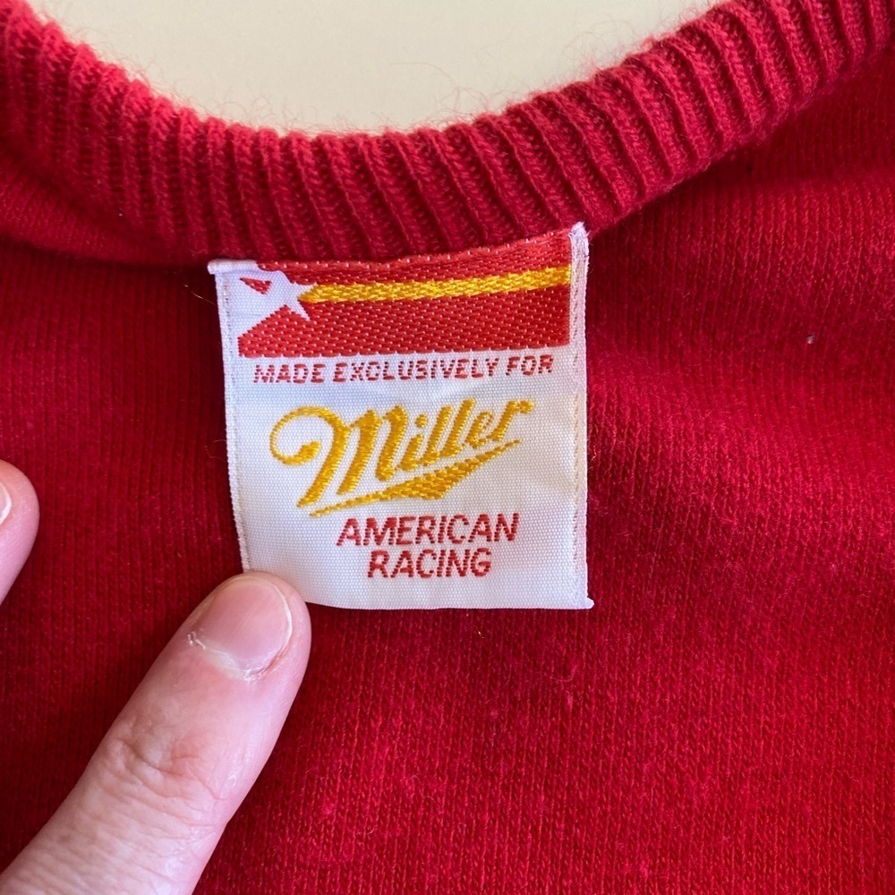 Vintage Miller American Racing V Neck Sweater, Red V Neck, Pullover Sweater, XL - Picture 8 of 12